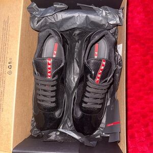Prada Black and Red Sneakers